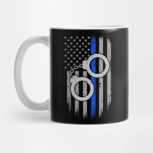 Police Handcuffs Thin Blue Line Flag Mug